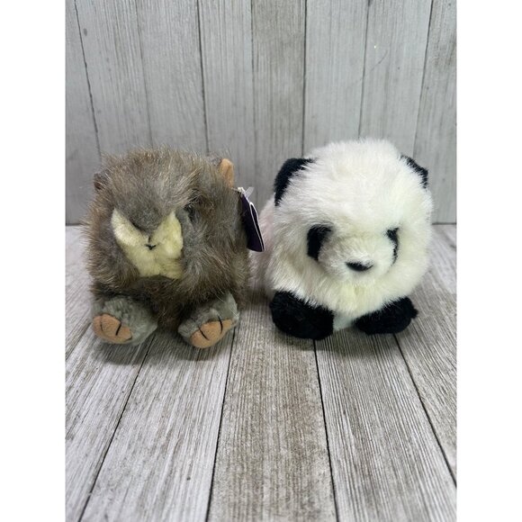 Vtg Puffkins Nutty Squirrel & Peter The Panda Bear Plush Stuffed Toy - Set Of 2 - Picture 1 of 13